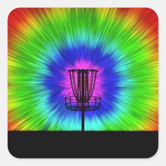 Tie Dye Disk Golf Basket Vierkante Sticker (Voorkant)