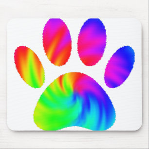 Tie Dye Dog Paw Afdrukken Afbeelding Muismat