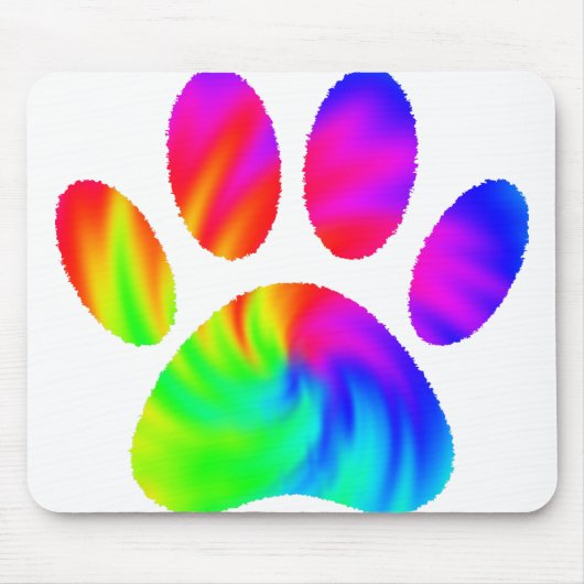 Tie Dye Dog Paw Afdrukken Afbeelding Muismat (Voorkant)