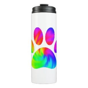 Tie Dye Dog Paw Afdrukken Afbeelding Thermosbeker