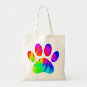 Tie Dye Dog Paw Afdrukken Afbeelding Tote Bag