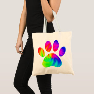 Tie Dye Dog Paw Print Graphic Canvas tas