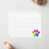 Tie Dye Dog Paw Print Graphic Lined Custom Notitiekaartje (Voorkant / Achterkant in situ)