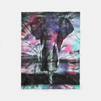 Tie Dye Elephant Fleece Deken