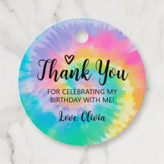 Tie Dye Favor Tag, Tie Dye Dank u Label