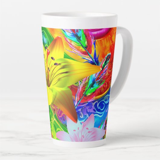 Tie Dye Feather en Lilys Latte Mok (Rechterhoek)