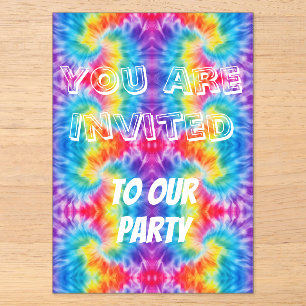 Tie-Dye Feest Uitnodiging Acryl Uitnodigingen