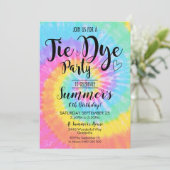 Tie Dye Feest Uitnodiging Hippy Tie Dye (Staand voorkant)