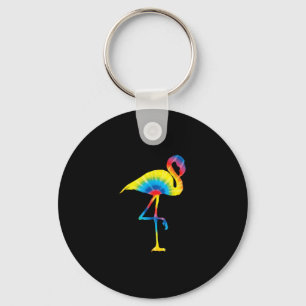 Tie Dye Flamingo Rainbow Print Bird Hippie Sleutelhanger