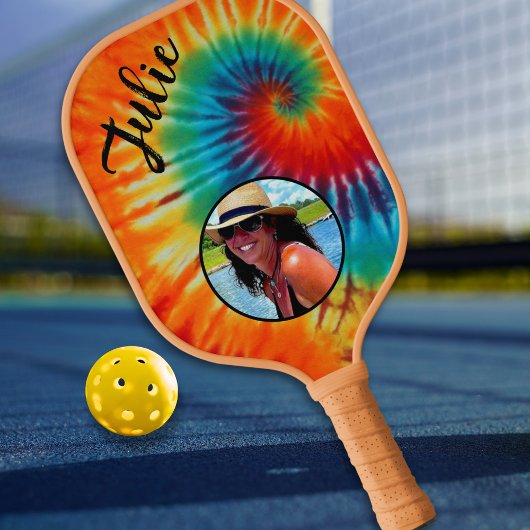 Tie Dye Foto Pickleball Paddle