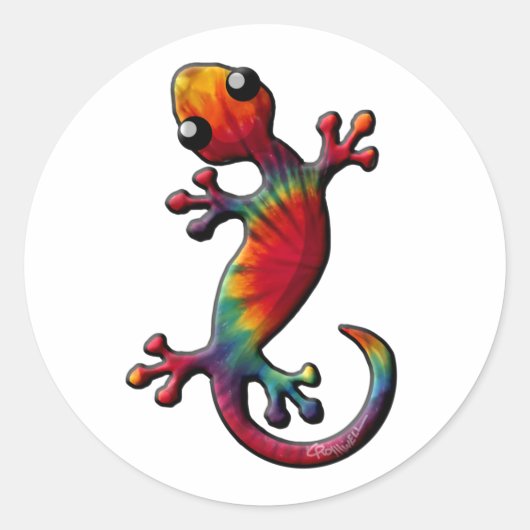 Tie Dye Gecko Lizard Ronde Sticker (Voorkant)