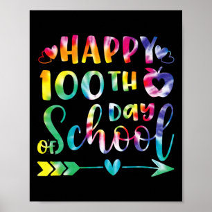 Tie Dye Gelukkig 100ste Dag Van School Leraar Stud Poster