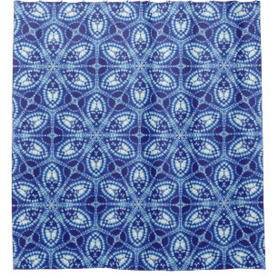 Tie Dye Geometric Blue Douchegordijn