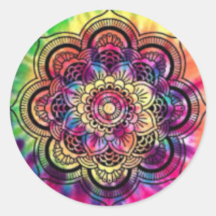 Tie Dye Geometrische ronde Sticker
