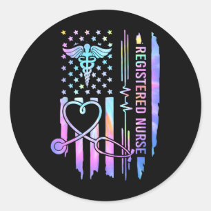 Tie Dye Geregistreerde Verpleegkundige Rn Ekg Stet Ronde Sticker