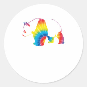 Tie Dye Giant Panda Rainbow Print Animal Hip Ronde Sticker