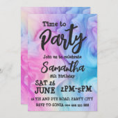 Tie Dye Girl Rainbow Anniversaire Fête Invitation (Devant / Derrière)