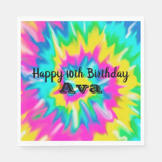 Tie Dye Glow Birthday Party Servet (Voorkant)