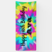 Tie Dye Glow Birthday Party Spandoek (Verticaal)