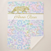 *~* Tie Dye Gold Leopard Spots Pastel Sherpa Deken (Voorkant)
