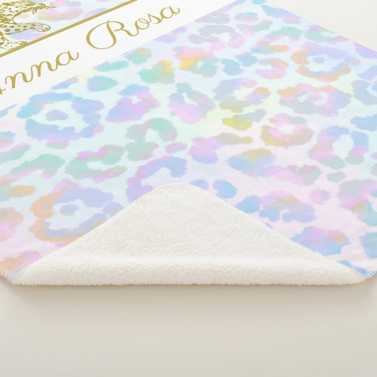 *~* Tie Dye Gold Leopard Spots Pastel Sherpa Deken (3/4)