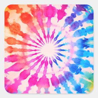 Tie Dye Groovy Hippie Bold Kleurrijk Ontwerp Vierkante Sticker