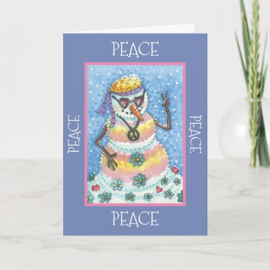 TIE DYE GROOVY SNOWMAN, VREDE OP AARDE CHRISTMAS FEESTDAGEN KAART (Voorkant)