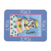 TIE DYE GROOVY SNOWMAN, VREDE OP AARDE CHRISTMAS MAGNEET (Horizontaal)