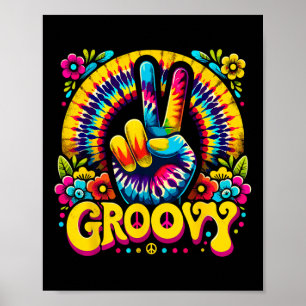 Tie Dye Groovy Vredesteken Hippie Poster