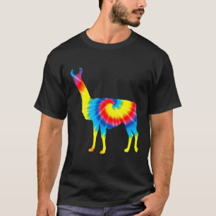 Tie Dye Guanaco Regenboogprint Alpaca Kameel Hippi T-shirt