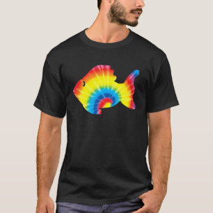 Tie Dye Guppy Regenboogprint Regenboog vis Hippie T-shirt