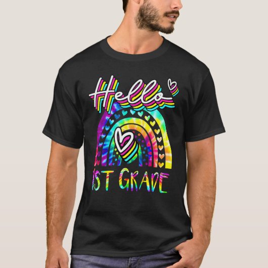 Tie Dye Hallo eerste leerkracht eerste graad eerst T-shirt (Voorkant)