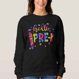Tie Dye Hallo leraarstudent prek terug naar school Trui