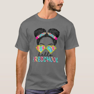 Tie Dye Hallo Preschool kleine juffrouw terug naar T-shirt