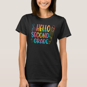 Tie Dye Hallo tweede klas leraar eerste dag T-shirt