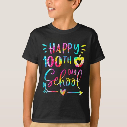 Tie Dye Happy 100e dag lerarenstudent 100 T-shirt (Voorkant)