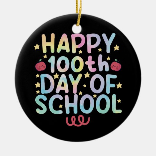Tie Dye Happy 100e dag van de leerling Keramisch Ornament (Voorkant)