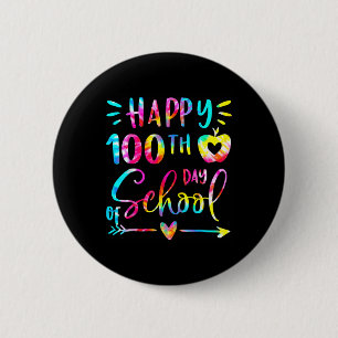 Tie Dye Happy 100e dag van de leerling Ronde Button 5,7 Cm