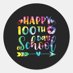 Tie Dye Happy 100e dag van de leerling Ronde Sticker