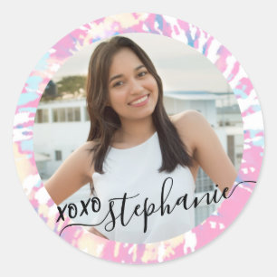 Tie Dye Hartelijk dank voor de partijfoto Ronde Sticker