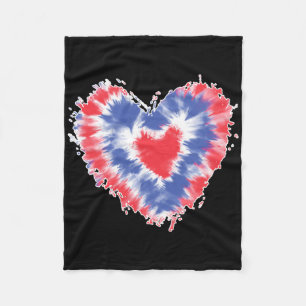 Tie Dye Heart USA vlag kleuren blauw rood en wit 4 Fleece Deken