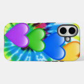 Tie Dye Hearts iPhone 16 Coque (Verso (horizontal))