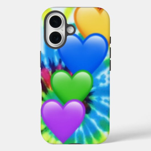 Tie Dye Hearts iPhone 16 Hoesje (Achterkant)