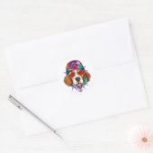 Tie Dye Hippie Beagle Hippiness Peace Love Dog Ronde Sticker (Envelop)