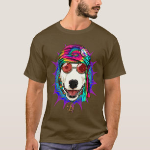Tie Dye Hippie Bull Terrier Hippiness Peace Love D T-shirt