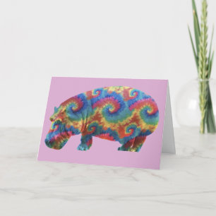 Tie Dye Hippie Hippopotamus Verjaardag Kaart