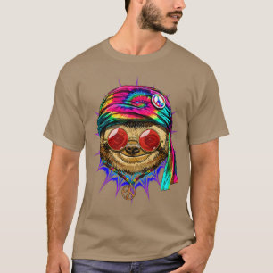 Tie Dye Hippie Sloth Hippiness Peace Love Sleuf T-shirt