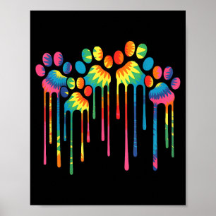 Tie dye hond poot hart print aquarel schilderij