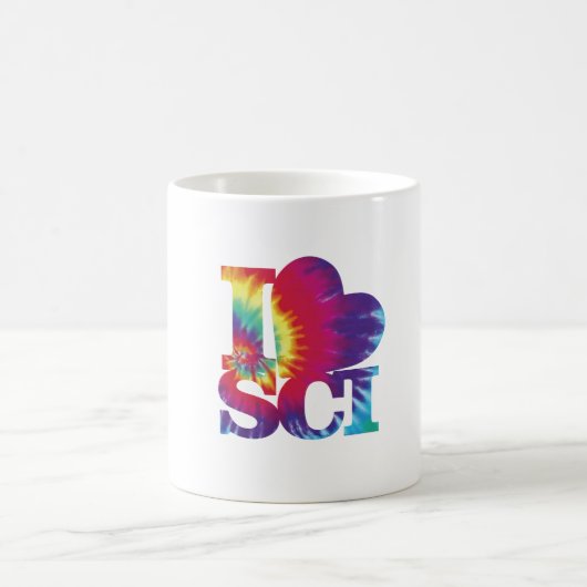 Tie Dye Ik hou van wetenschap mok (Center)