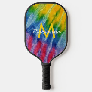 Tie Dye Initiaal Name Red Blue Green Pickleball Paddle